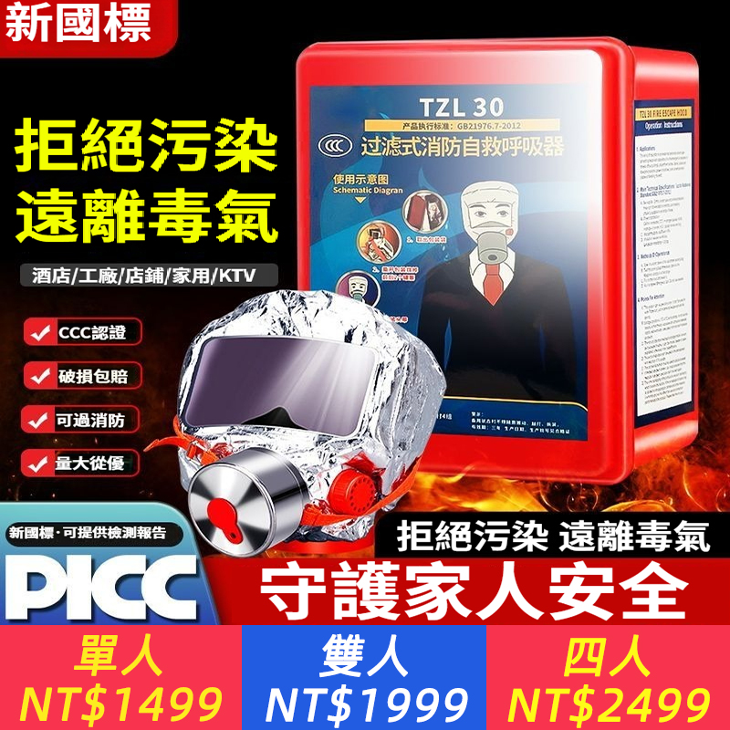 高楼必备保命神器｜3C认证火灾逃生面罩⚠️ 别心存侥幸，浓烟扩散速度远快於火势！ 普通湿毛巾抵挡不住有毒气体，这款面罩专业滤毒： ▫️多层活性炭滤罐，阻挡95%以上有害烟雾 ▫️阻燃荧光面料，黑暗中更容易被看见 ▫️简易包装，拆开直接戴，慌乱时不浪费时间 ▫️居家/店面/办公室/车载一机通用
